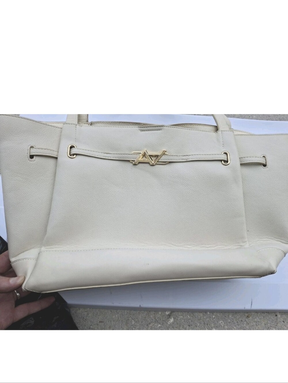 Aldo Cream Tote with Gold Accent
